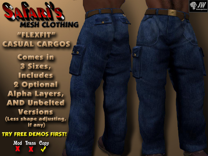 Safari's "FlexFit" - Men's Cargo Pants (Blue Denim)
