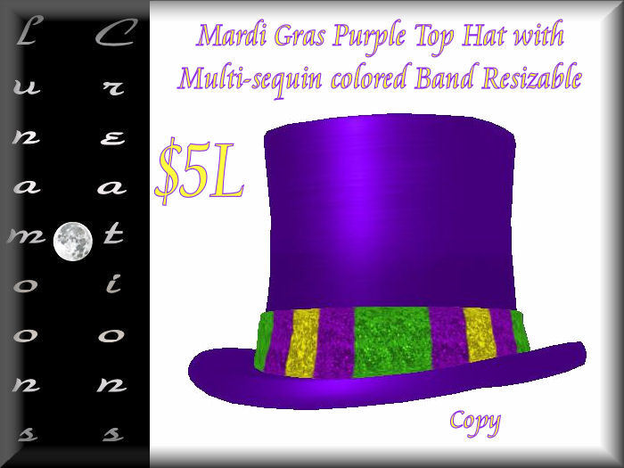 Mardi Gras Purple Top Hat with Sequin Band
