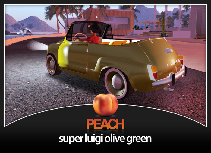 PEACH - super Luigi cabrio car olive green
