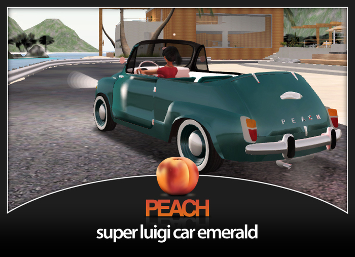 Peach - super Luigi cabrio car emerald