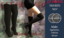 [Get Frocked] Mesh Thigh Boots - Black