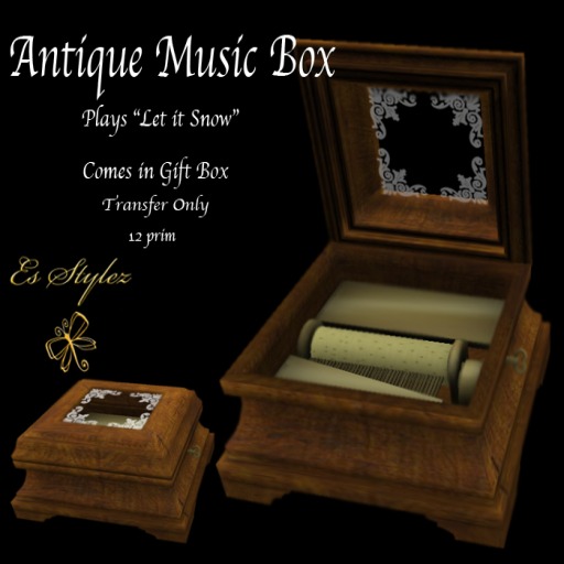 ~*Es Stylez*~ Antique Oak Music Box (Let it Snow)