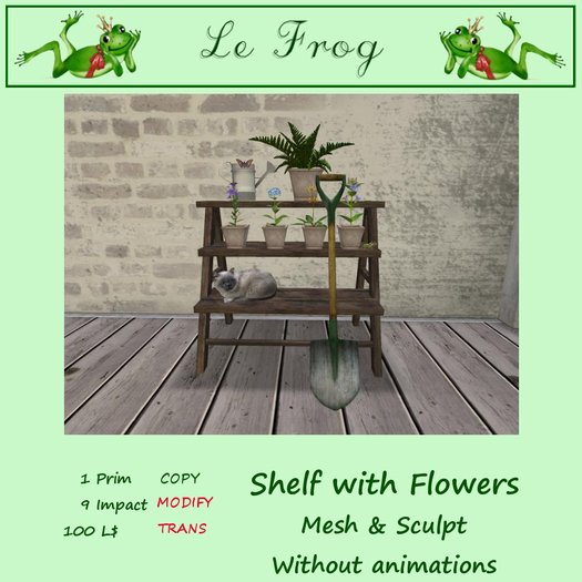 Le Frog* shelf wtih flowers 1