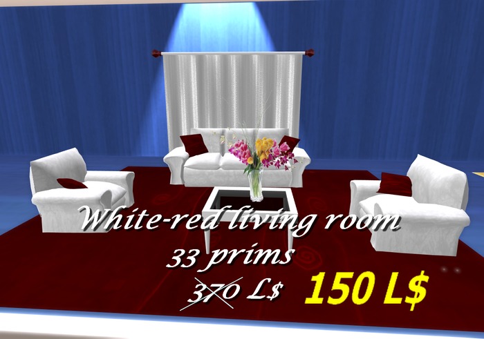 White/red living room set