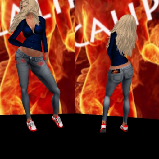 jeans (b) e blusa azul