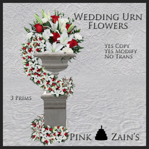 Wedding Urn Flowers - White Lilies/Red Roses [Boxed]