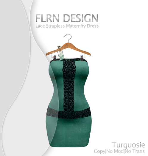 Strapless Lace Maternity Dress Turquoise