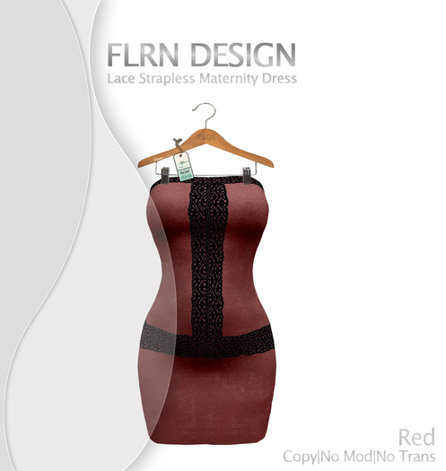 Strapless Lace Maternity Dress Red