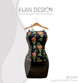 Roses Strapless Maternity Dress Brown