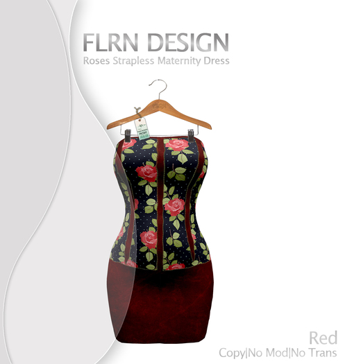 Roses Strapless Maternity Dress Red