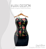 Roses Strapless Maternity Dress DarkBlue