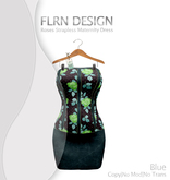 Roses Strapless Maternity Dress Blue
