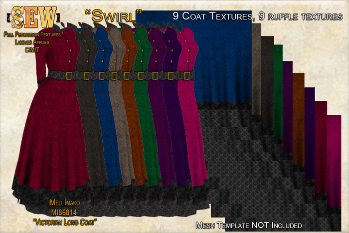 [SEW] Full Permission Textures for MI86814 Victorian Long Coat-  Swirl
