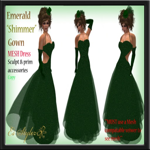 {Es Stylez}Mesh Emerald Shimmer gown