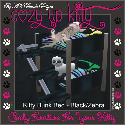 Kitty Bunk Bed - Black/Zebra (Boxed)