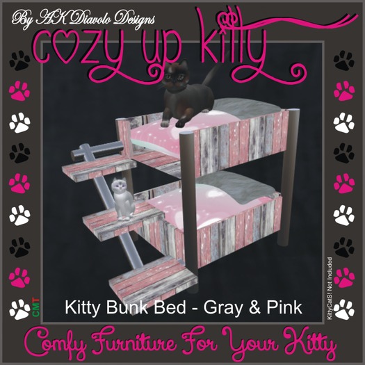 Kitty Bunk Bed - Gray & Pink (Boxed)