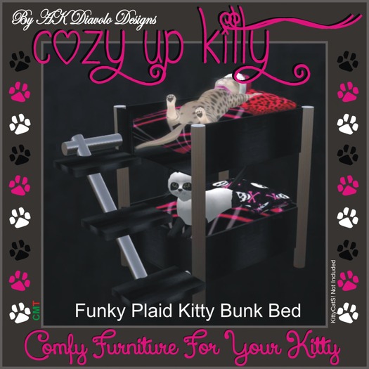 Funky Plaid Kitty Bunk Bed (Boxed)