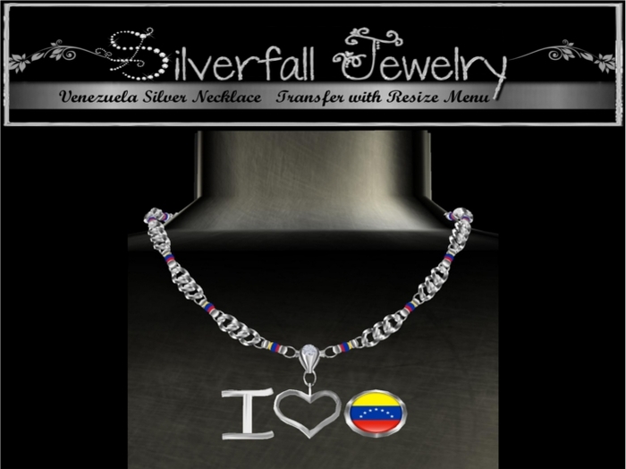 I Love Venezuela Silver Necklace