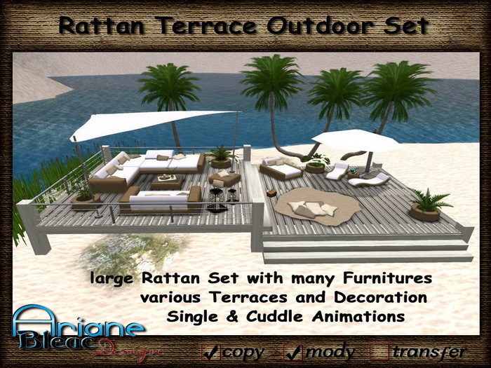 Sofa Corner Rattan Wicker Set Terrace & Awning & Parasol