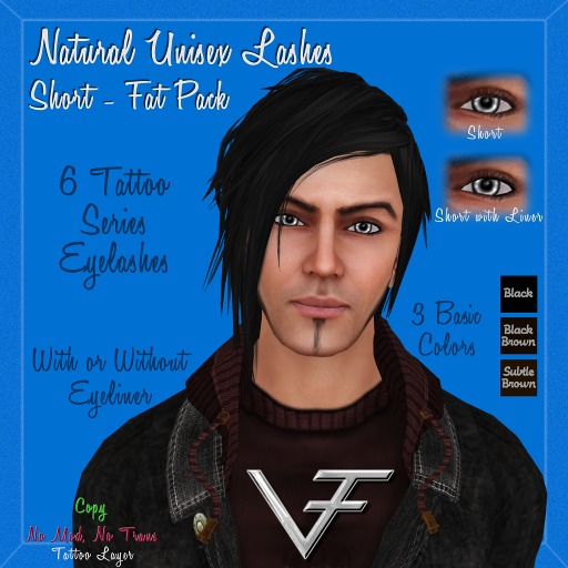 FAT PACK of SHORT NATURAL Unisex Eyelashes & Eyeliner - Tattoo Layer