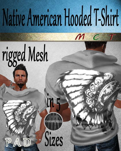 Second Life Marketplace - [PAD] Native American Hooded T-shirt Men