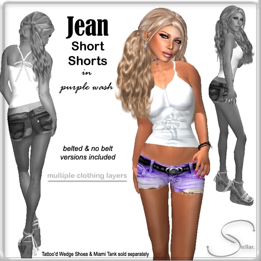 [Stellar] Jean Short Shorts - Purple Wash