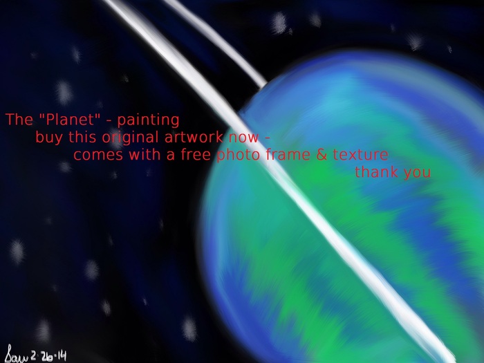 planet - painting / original Artwork with a wide frame and included texture