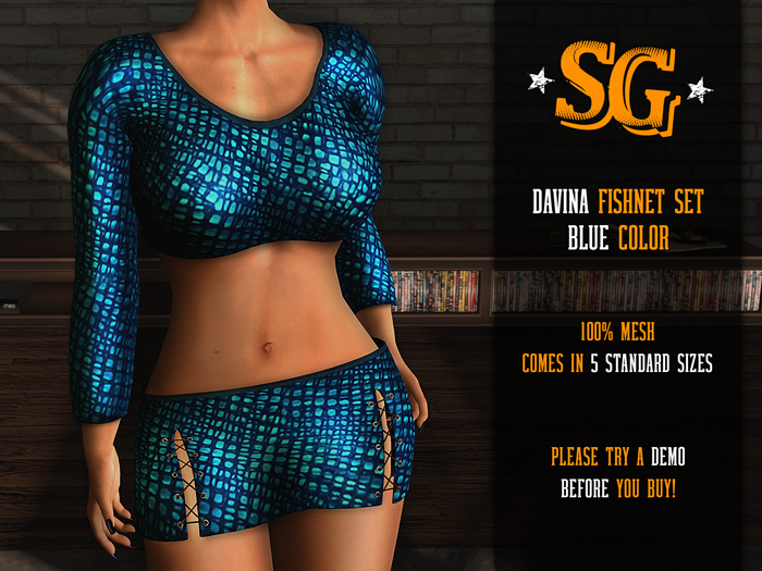 *SG* Davina Fishnet Set - Blue