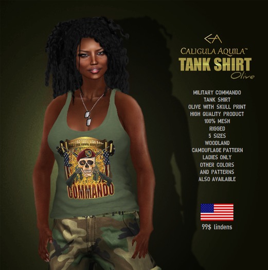 TANK SHIRT SKULL LADIES OLIVE