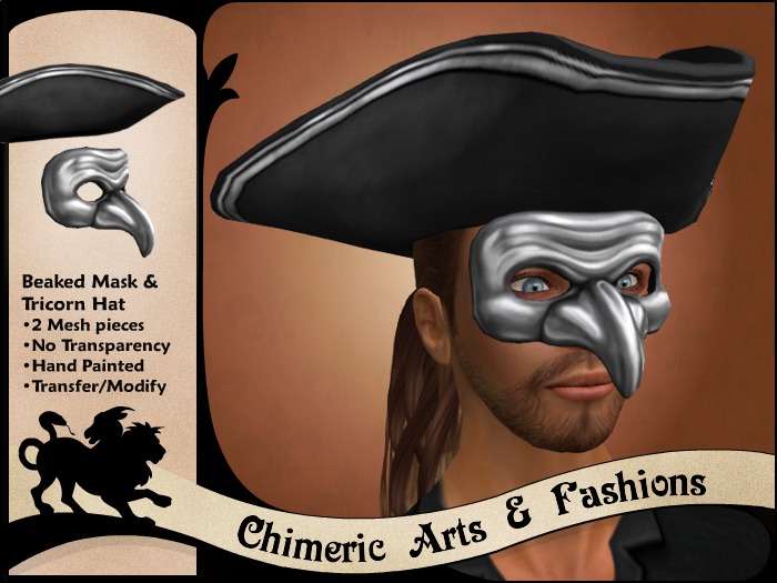 ~Chimeric Fashions~ Tricorn Hat (Grey & Silver)