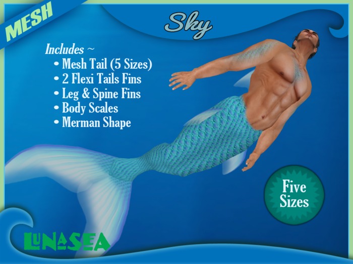 =LunaSea= Merman Outfit - Sky (5 Sizes)