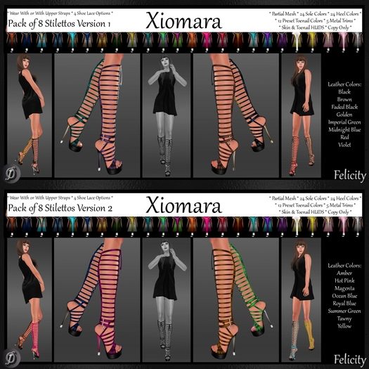 Shoes - *Felicity* Xiomara Stilettos - Mega Pack 16 Leather High Heels (24 Sole & 24 Heel Colors, 5 Metals) Knee Laced