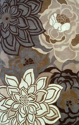 Floral Blooms Modern Rug - Moca