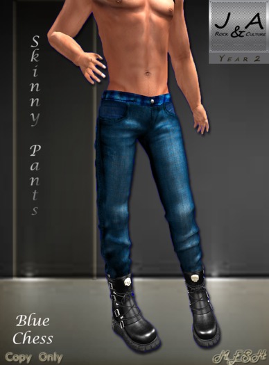 Skinny Pants Blue Chess