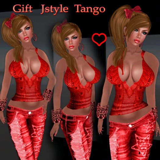 GIFT COMPLETE OUTFIT JEANS RED+applier tango lolas jstyle