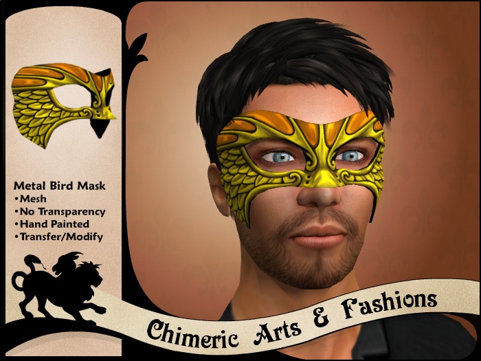 ~Chimeric Fashions~ Metal Bird Mask (Brass)