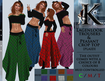 Keresma - Plaid lagenlook trousers and peasant crop top