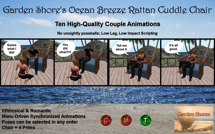 Rattan Cuddle Chair - Ocean Breeze