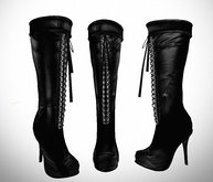 Black Laced up Knee Boots