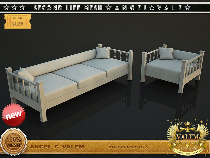 .::VALEM::.  Full Perm Mesh Wood Carving Seat Set