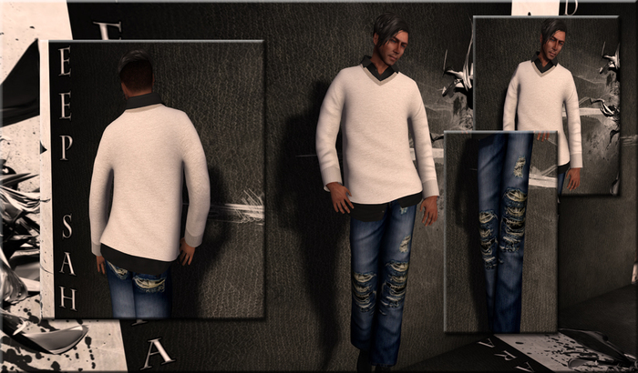 ~*DS*~ Male OutFit Ragged / White / Mesh