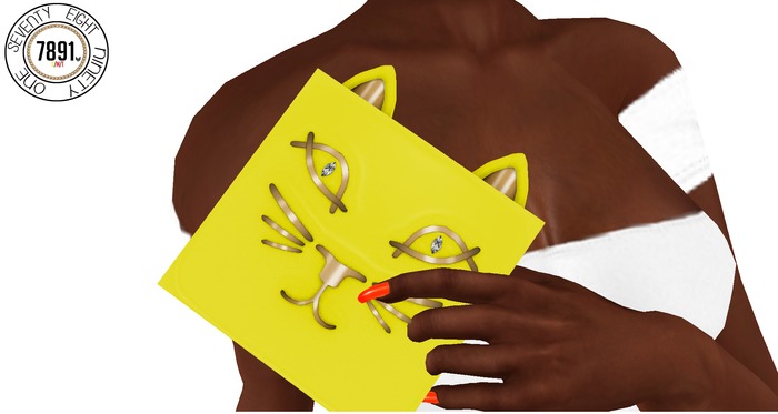 [7891.] Meow Clutch - Yellow (W\Resize)