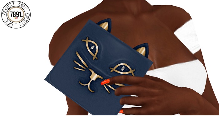 [7891.] Meow Clutch - Navy (W\Resize)