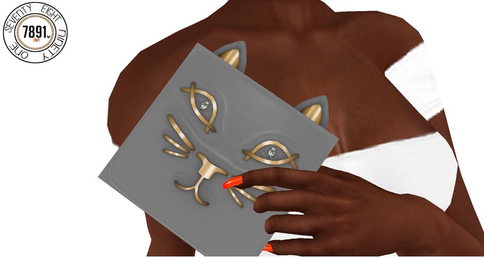 [7891.] Meow Clutch - Gray (W\Resize)