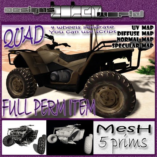 designsKOKEMworld  *QUAD*-ROTATE WHEELS-fULLPERM 5 Prim.