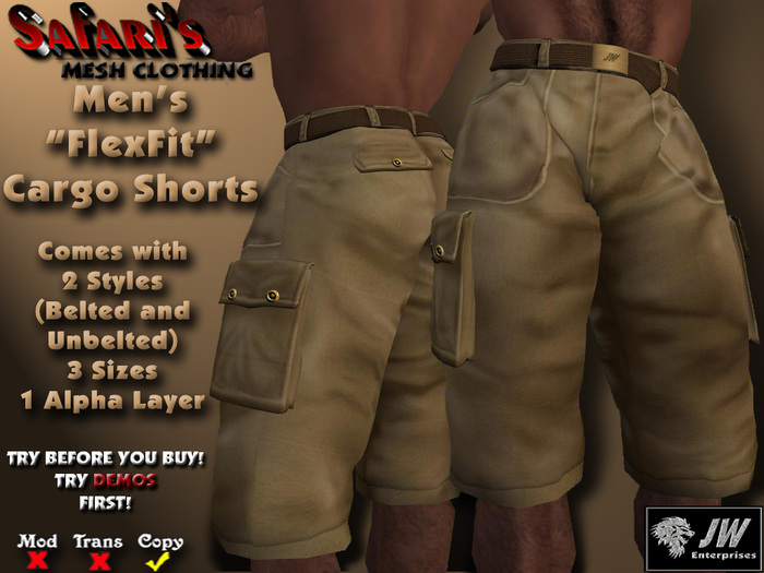 Safari's "FlexFit" - Men's Long Cargo Shorts (Kahki)