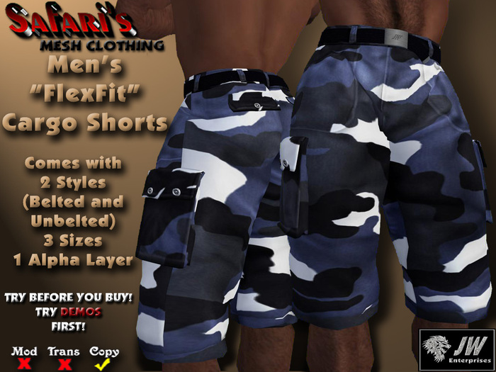 Safari's "FlexFit" - Men's Long Cargo Shorts (Camo 6)
