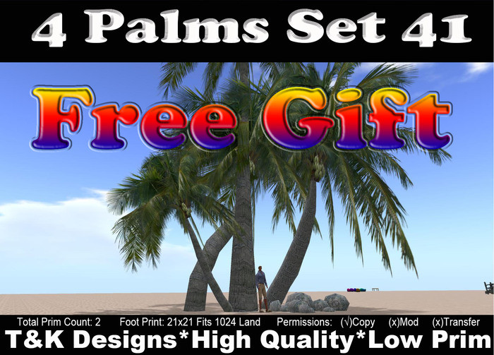 T&K Designs FREE Gift 4 Palms Set 41(21x21) 2P C3B