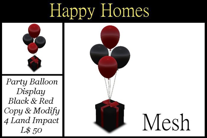 H.Homes ~ Mesh Party Balloon Display ~ Black and Reds