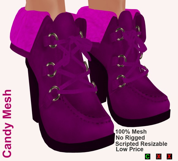 .::CM::. Mesh Suede Ankle Boots Pink